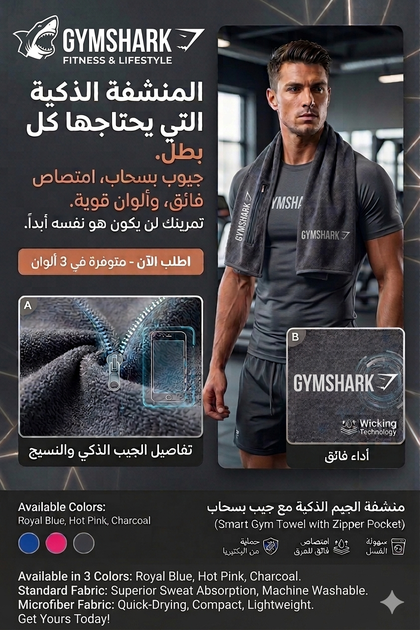 Serviette de sport gym shark