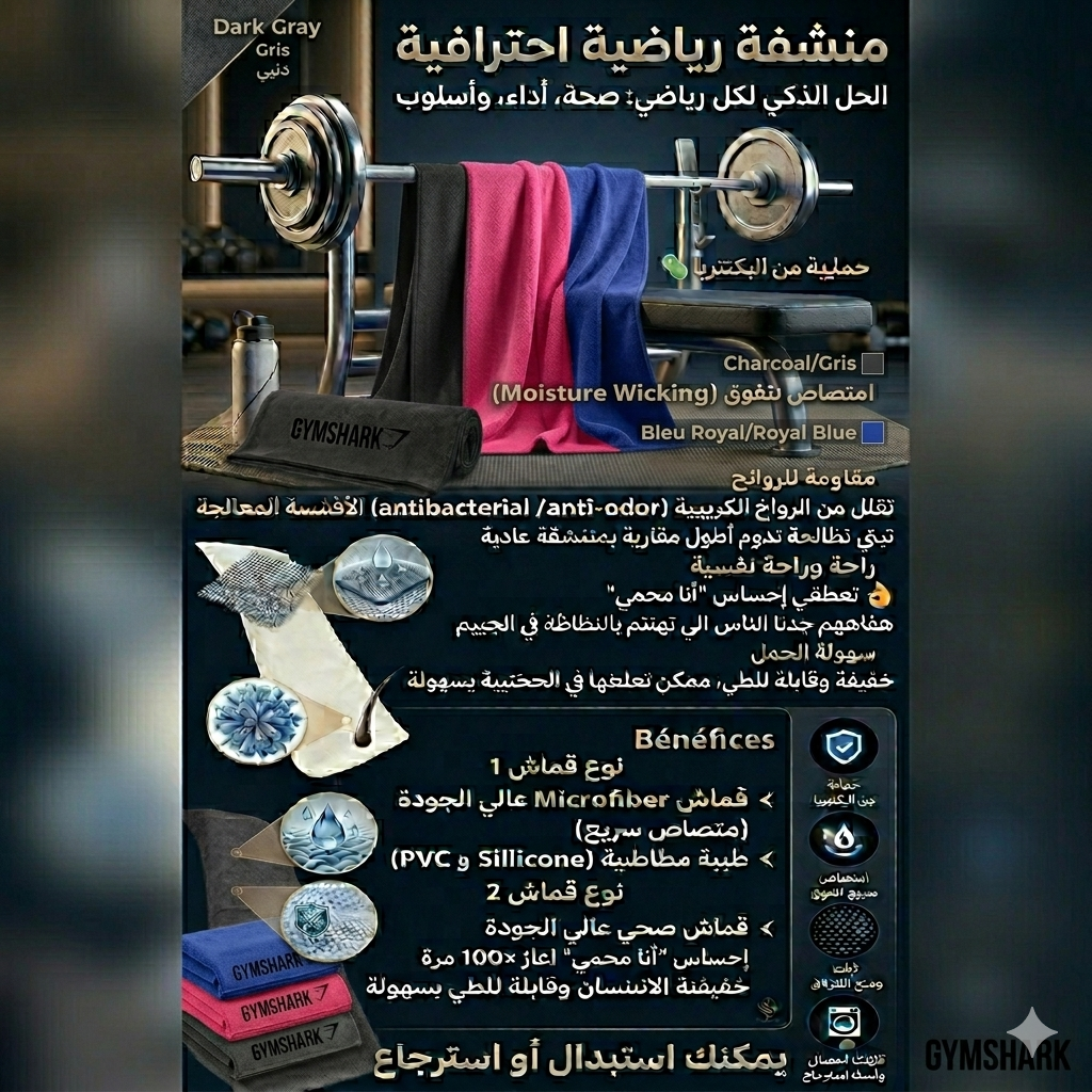 Serviette de sport gym shark